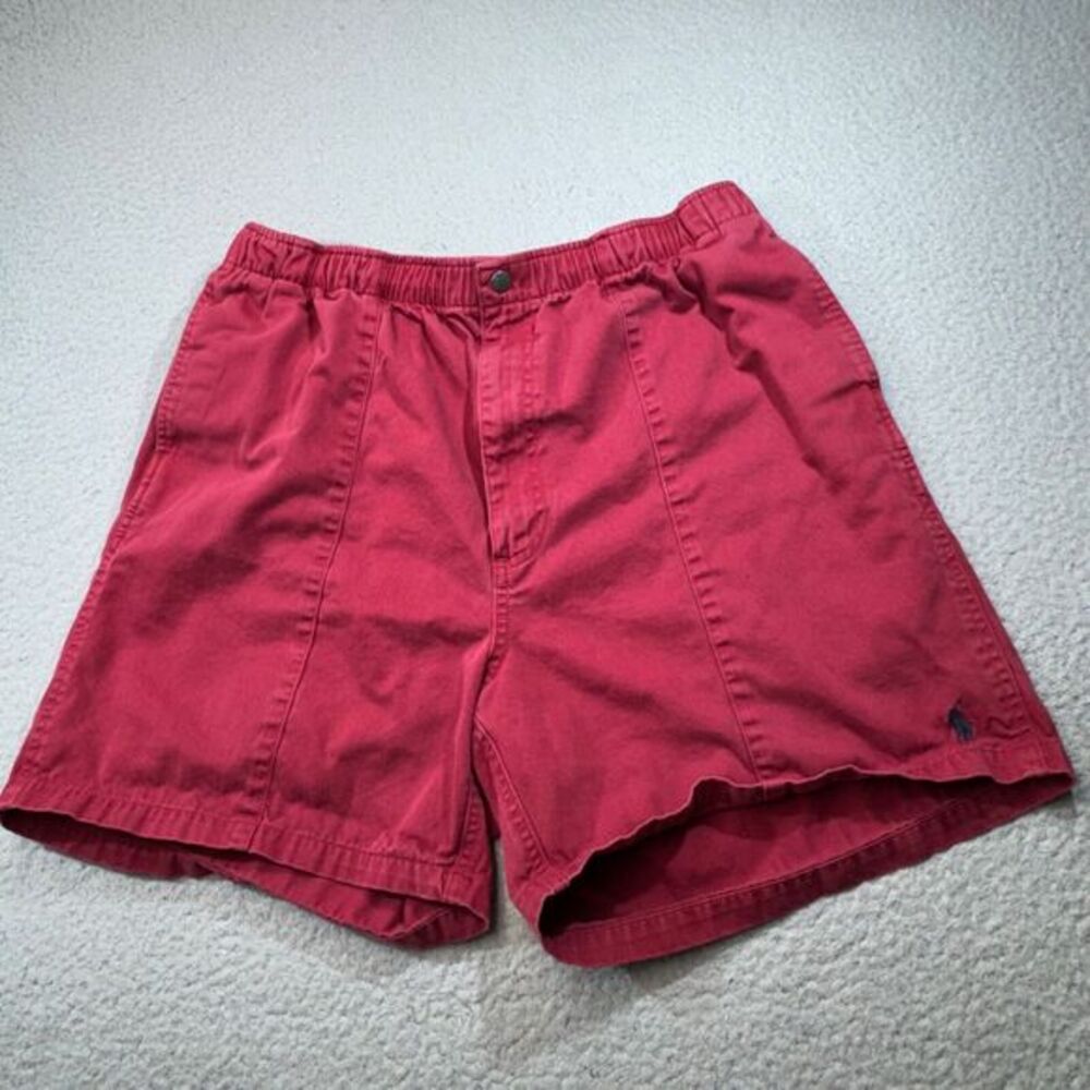 Vintage Polo Ralph Lauren Shorts Mens XL Red Pony Flip Pocket Elastic Canvas